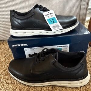 Lands End Sport Oxford Comfort Shoes Mens Size 12 Black White 1908426 NEW